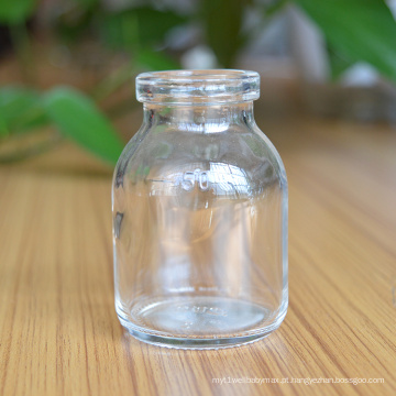 Frasco de injeção de vidro plano de borosilicato transparente de 50 ml em miniatura